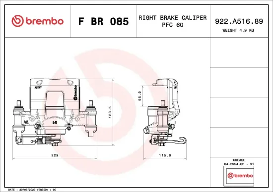 Bremssattel BREMBO F BR 085 Bild Bremssattel BREMBO F BR 085