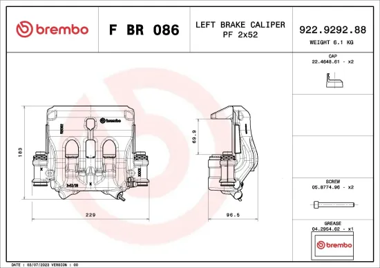 Bremssattel BREMBO F BR 086 Bild Bremssattel BREMBO F BR 086