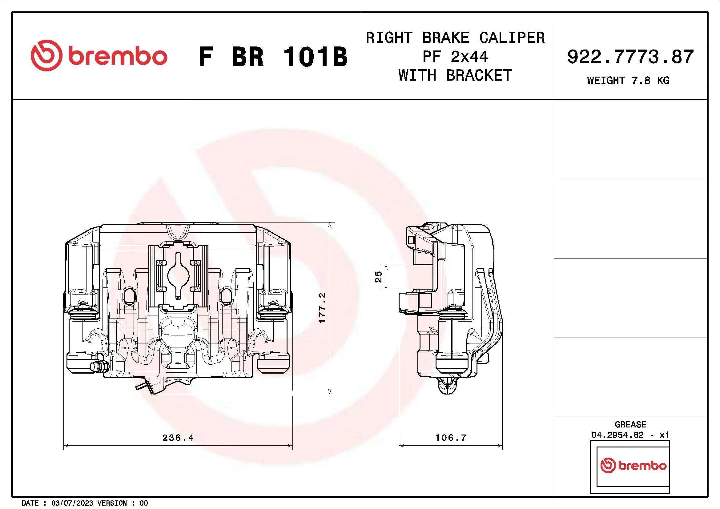 Bremssattel BREMBO F BR 101B Bild Bremssattel BREMBO F BR 101B