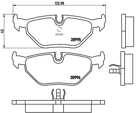 Bremsbelagsatz, Scheibenbremse Hinterachse BREMBO P 06 011