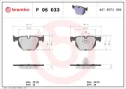 Bremsbelagsatz, Scheibenbremse Hinterachse BREMBO P 06 033X