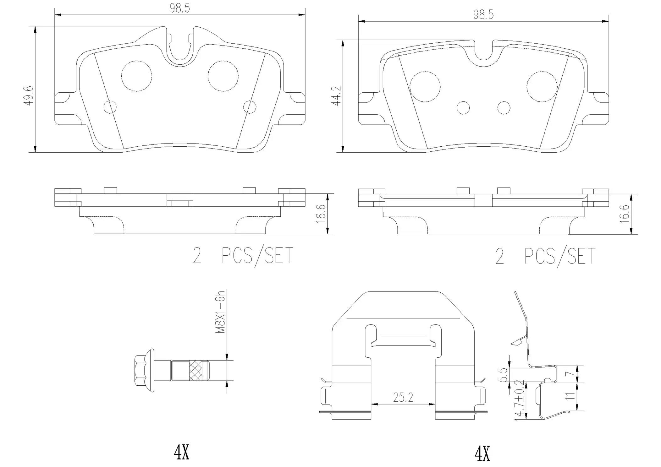 Bremsbelagsatz, Scheibenbremse Hinterachse BREMBO P06113NX