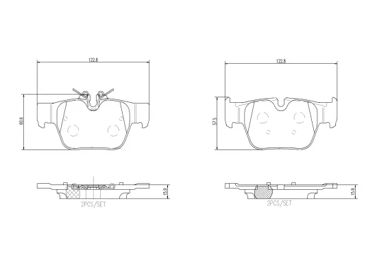 Bremsbelagsatz, Scheibenbremse Hinterachse BREMBO P 06 117 Bild Bremsbelagsatz, Scheibenbremse Hinterachse BREMBO P 06 117