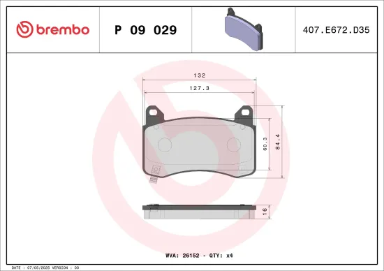 Bremsbelagsatz, Scheibenbremse BREMBO P 09 029 Bild Bremsbelagsatz, Scheibenbremse BREMBO P 09 029