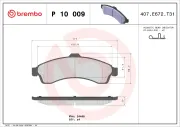 Bremsbelagsatz, Scheibenbremse Vorderachse BREMBO P 10 009