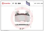 Bremsbelagsatz, Scheibenbremse Vorderachse BREMBO P 10 064