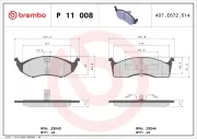 Bremsbelagsatz, Scheibenbremse Vorderachse BREMBO P 11 008