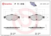 Bremsbelagsatz, Scheibenbremse Vorderachse BREMBO P 11 016