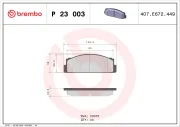 Bremsbelagsatz, Scheibenbremse Vorderachse BREMBO P 23 003