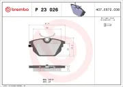 Bremsbelagsatz, Scheibenbremse Hinterachse BREMBO P 23 026