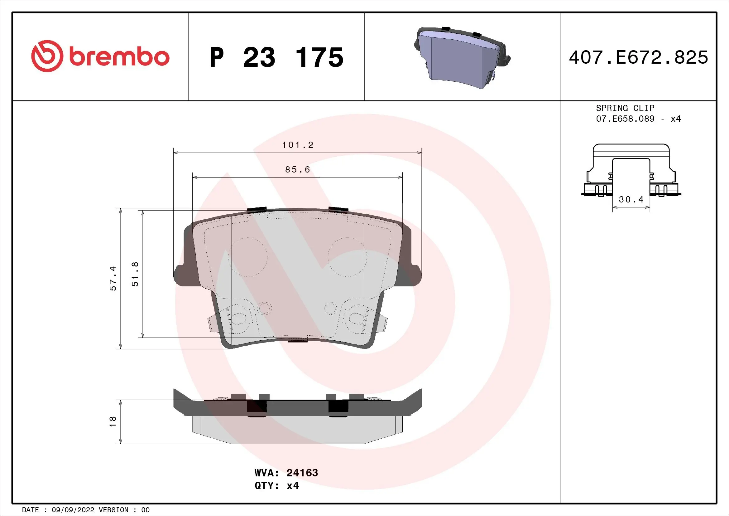 Bremsbelagsatz, Scheibenbremse BREMBO P 23 175