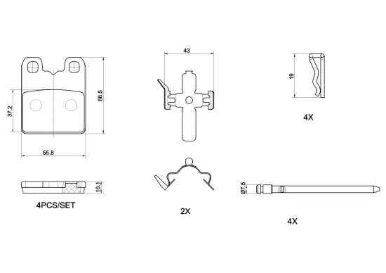Bremsbelagsatz, Scheibenfeststellbremse Hinterachse BREMBO P 23 201 Bild Bremsbelagsatz, Scheibenfeststellbremse Hinterachse BREMBO P 23 201