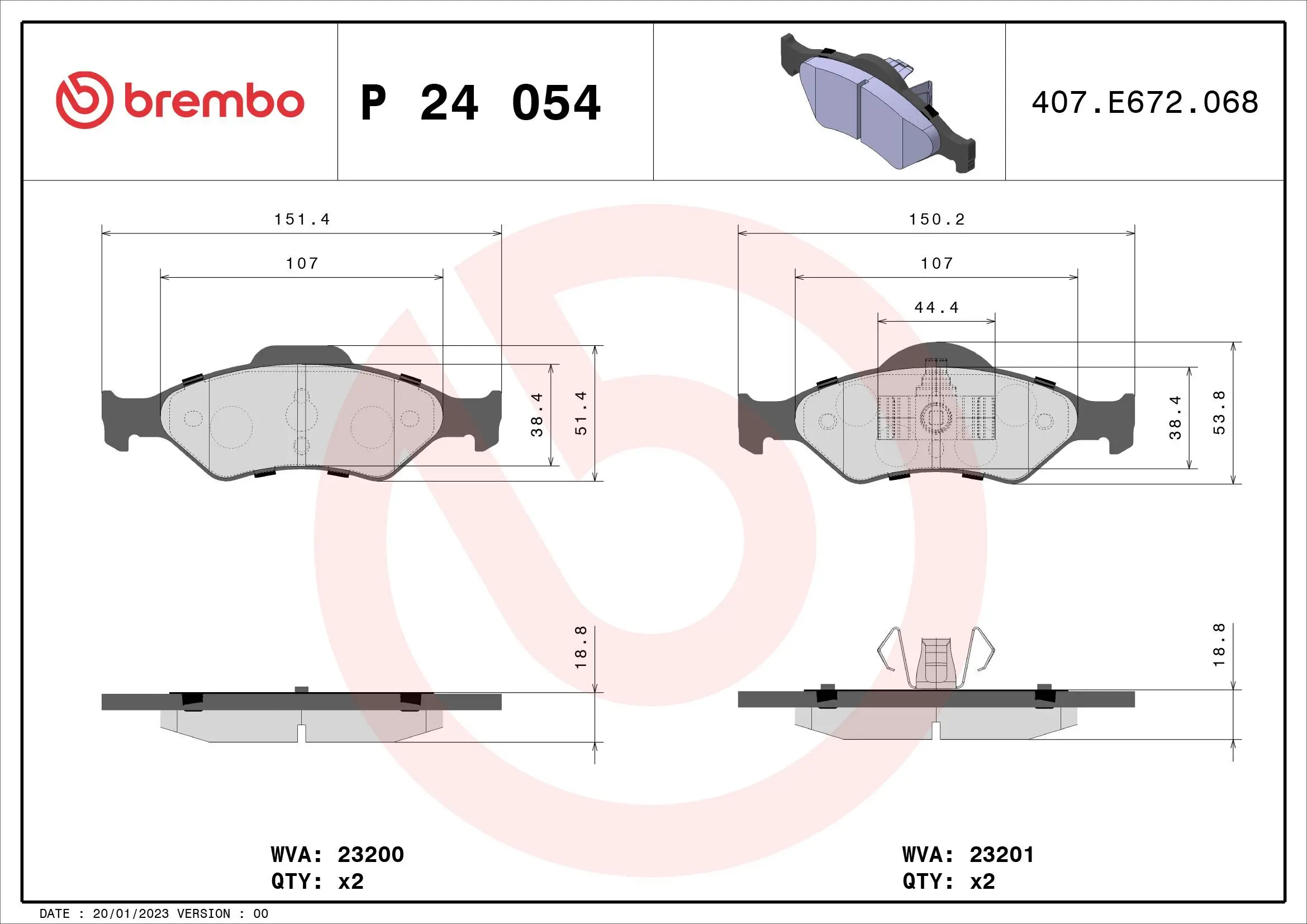 Bremsbelagsatz, Scheibenbremse BREMBO P 24 054