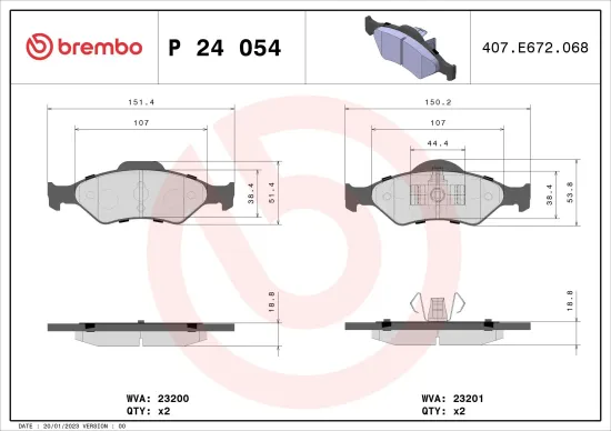 Bremsbelagsatz, Scheibenbremse BREMBO P 24 054 Bild Bremsbelagsatz, Scheibenbremse BREMBO P 24 054