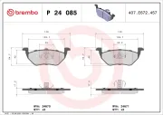 Bremsbelagsatz, Scheibenbremse Hinterachse BREMBO P 24 085