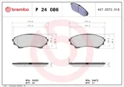 Bremsbelagsatz, Scheibenbremse Vorderachse BREMBO P 24 086