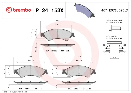 Bremsbelagsatz, Scheibenbremse BREMBO P 24 153X Bild Bremsbelagsatz, Scheibenbremse BREMBO P 24 153X