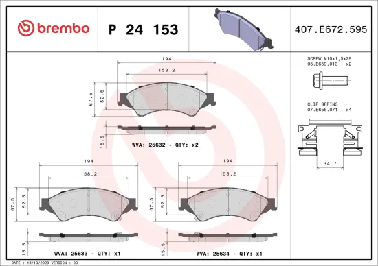 Bremsbelagsatz, Scheibenbremse BREMBO P 24 153 Bild Bremsbelagsatz, Scheibenbremse BREMBO P 24 153
