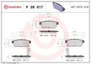 Bremsbelagsatz, Scheibenbremse Hinterachse BREMBO P 28 017