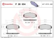 Bremsbelagsatz, Scheibenbremse Vorderachse BREMBO P 28 034X