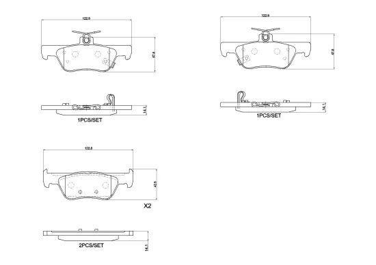 Bremsbelagsatz, Scheibenbremse Hinterachse BREMBO P 28 110 Bild Bremsbelagsatz, Scheibenbremse Hinterachse BREMBO P 28 110