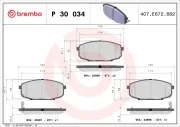 Bremsbelagsatz, Scheibenbremse Vorderachse BREMBO P 30 034