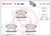 Bremsbelagsatz, Scheibenbremse Vorderachse BREMBO P 30 064