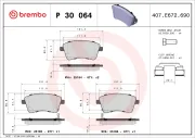 Bremsbelagsatz, Scheibenbremse Vorderachse BREMBO P 30 064