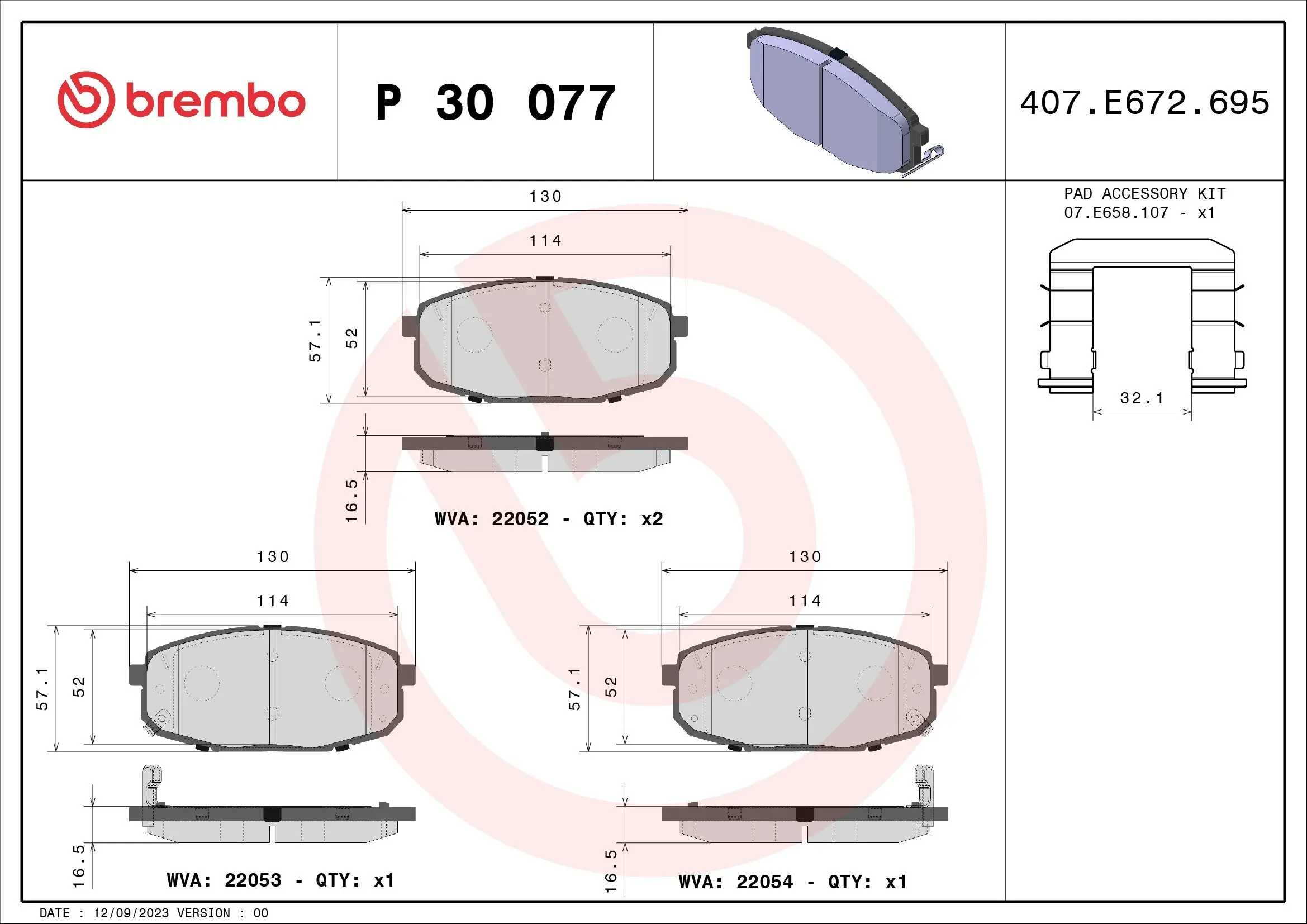 Bremsbelagsatz, Scheibenbremse BREMBO P 30 077