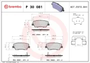 Bremsbelagsatz, Scheibenbremse Hinterachse BREMBO P 30 081
