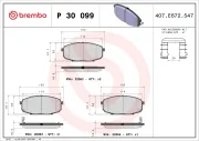 Bremsbelagsatz, Scheibenbremse Vorderachse BREMBO P 30 099