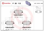 Bremsbelagsatz, Scheibenbremse BREMBO P 30 112