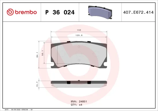 Bremsbelagsatz, Scheibenbremse BREMBO P 36 024 Bild Bremsbelagsatz, Scheibenbremse BREMBO P 36 024