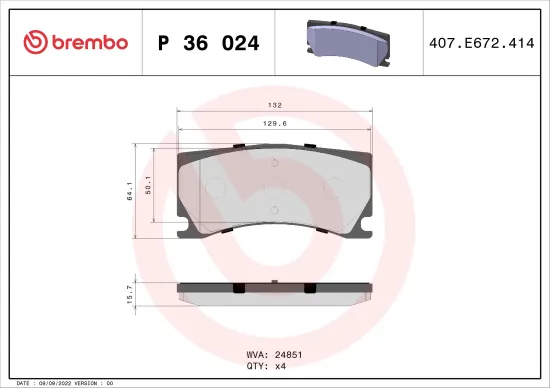 Bremsbelagsatz, Scheibenbremse BREMBO P 36 024 Bild Bremsbelagsatz, Scheibenbremse BREMBO P 36 024