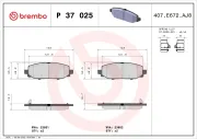 Bremsbelagsatz, Scheibenbremse Hinterachse BREMBO P 37 025