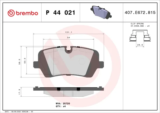 Bremsbelagsatz, Scheibenbremse BREMBO P 44 021 Bild Bremsbelagsatz, Scheibenbremse BREMBO P 44 021
