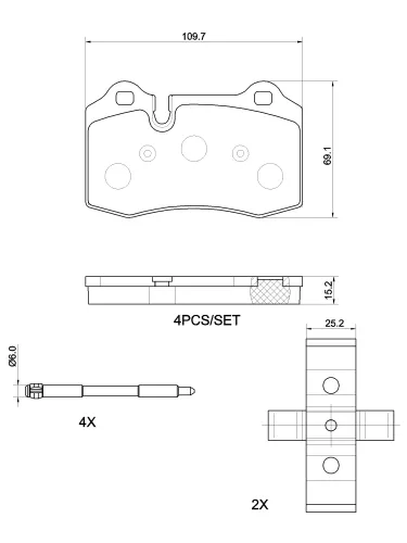 Bremsbelagsatz, Scheibenbremse Hinterachse BREMBO P 48 007 Bild Bremsbelagsatz, Scheibenbremse Hinterachse BREMBO P 48 007