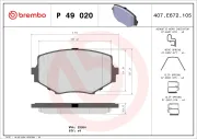 Bremsbelagsatz, Scheibenbremse Vorderachse BREMBO P 49 020