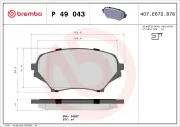 Bremsbelagsatz, Scheibenbremse Vorderachse BREMBO P 49 043