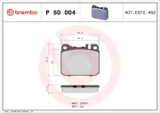 Bremsbelagsatz, Scheibenbremse Vorderachse BREMBO P 50 004
