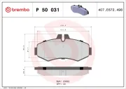 Bremsbelagsatz, Scheibenbremse Vorderachse BREMBO P 50 031