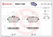 Bremsbelagsatz, Scheibenbremse Hinterachse BREMBO P50117NX