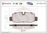 Bremsbelagsatz, Scheibenbremse Hinterachse BREMBO P 50 126