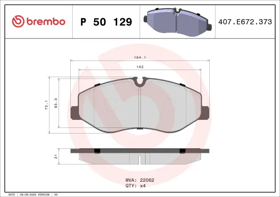 Bremsbelagsatz, Scheibenbremse Vorderachse BREMBO P 50 129 Bild Bremsbelagsatz, Scheibenbremse Vorderachse BREMBO P 50 129