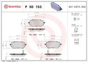 Bremsbelagsatz, Scheibenbremse Hinterachse BREMBO P 50 153