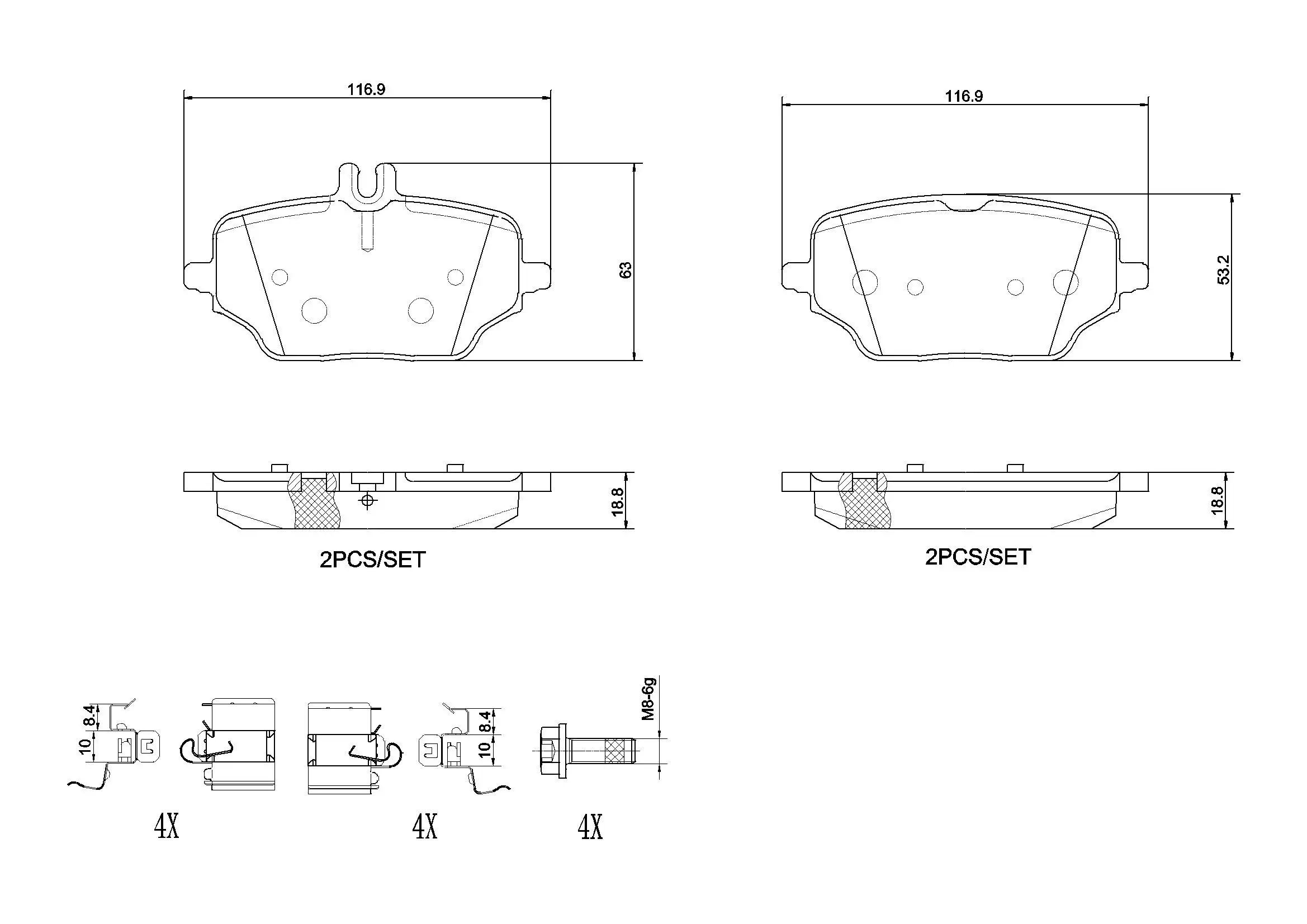 Bremsbelagsatz, Scheibenbremse Hinterachse BREMBO P 50 162
