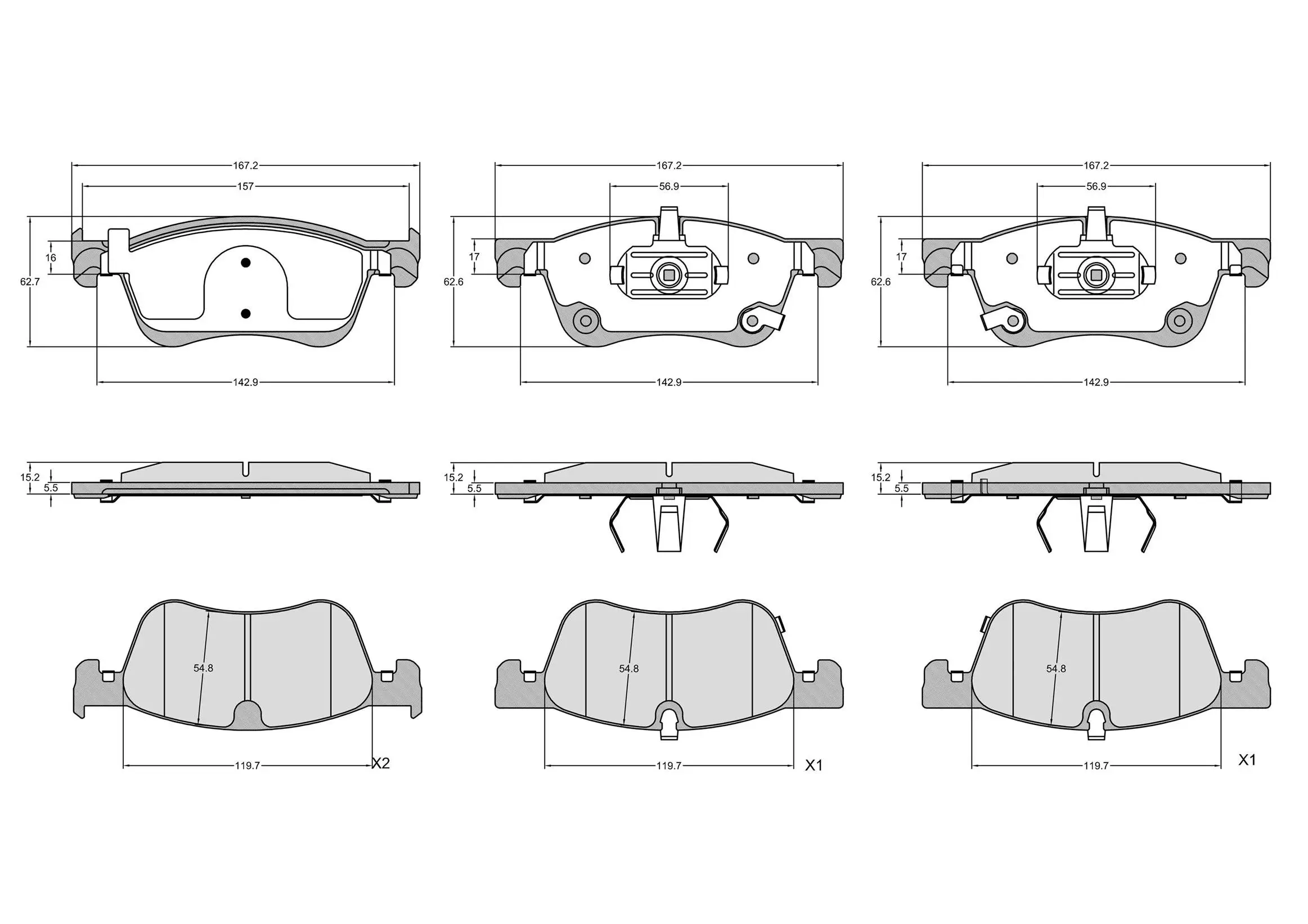 Bremsbelagsatz, Scheibenbremse BREMBO P 50 185