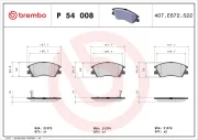 Bremsbelagsatz, Scheibenbremse Vorderachse BREMBO P 54 008