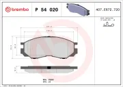 Bremsbelagsatz, Scheibenbremse Vorderachse BREMBO P 54 020