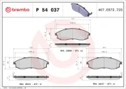 Bremsbelagsatz, Scheibenbremse Vorderachse BREMBO P 54 037